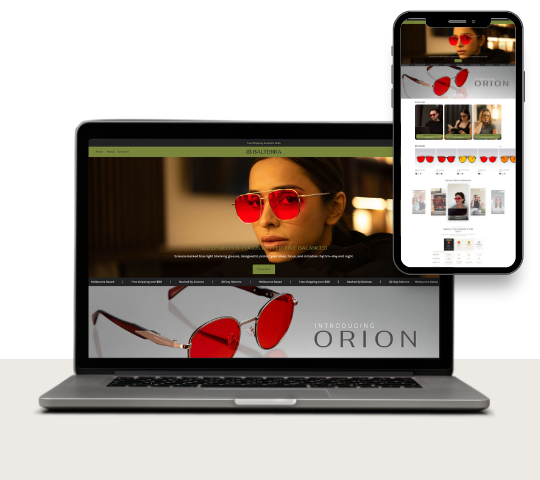 Balterra eyewear Shopify store homepage